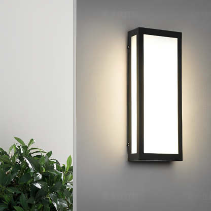 Rectangular LED Waterproof Black Modern Outdoor Exterior Light Wall Lamp-Lighom