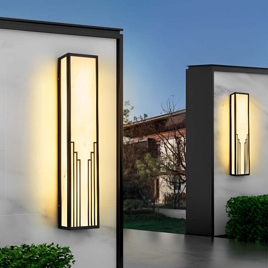Rectangular Resin Strip Black Modern Outdoor Wall Light
