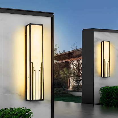Rectangular Resin Strip Black Modern Outdoor Wall Light