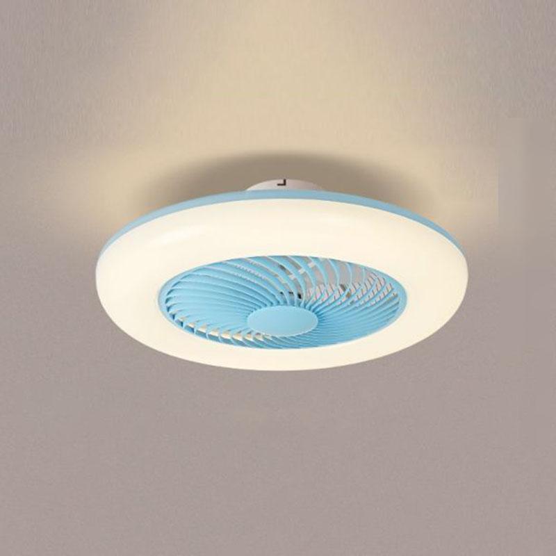 Modern Round Flush Mount Bladeless Ceiling Fans with LED Lights-Lighom