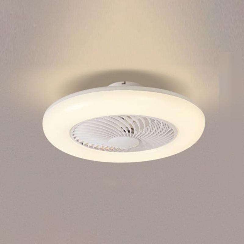 Modern Round Flush Mount Bladeless Ceiling Fans with LED Lights-Lighom