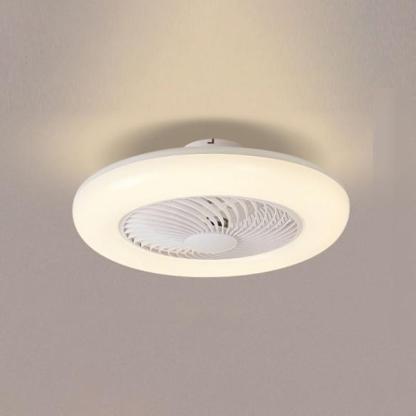 Modern Round Flush Mount Bladeless Ceiling Fans with LED Lights-Lighom