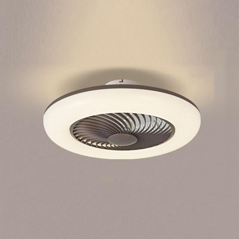 Modern Round Flush Mount Bladeless Ceiling Fans with LED Lights-Lighom