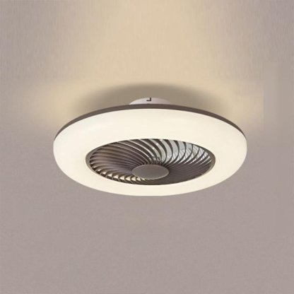 Modern Round Flush Mount Bladeless Ceiling Fans with LED Lights-Lighom