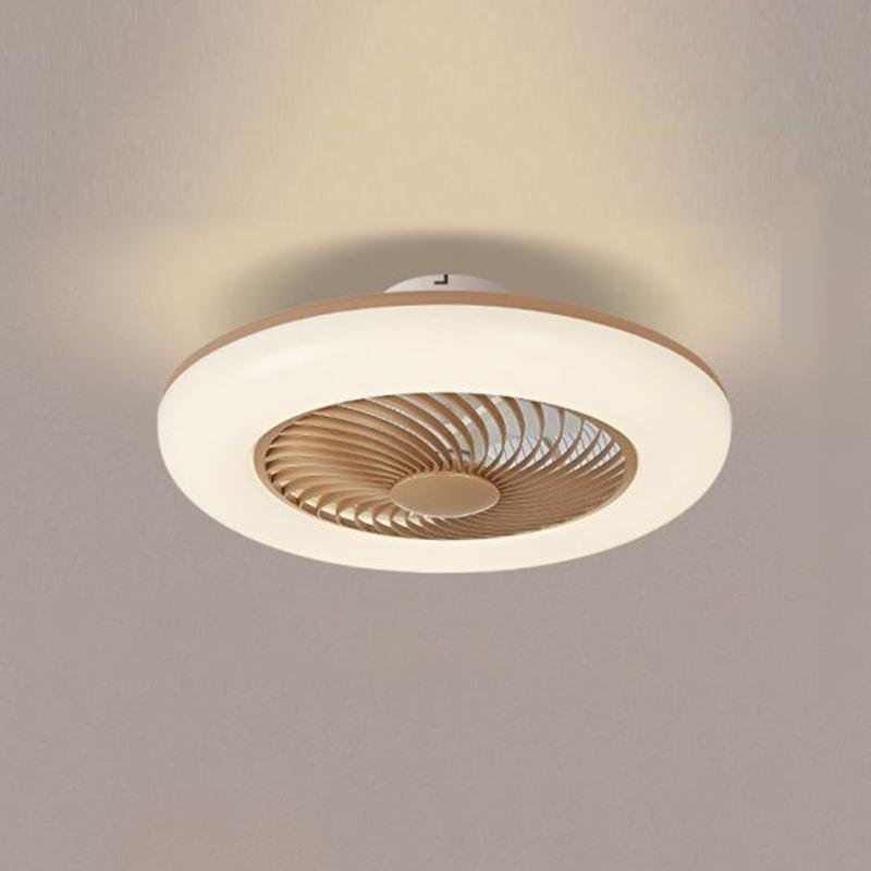 Modern Round Flush Mount Bladeless Ceiling Fans with LED Lights-Lighom