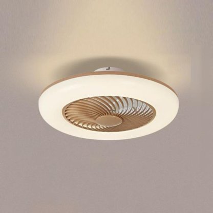 Modern Round Flush Mount Bladeless Ceiling Fans with LED Lights-Lighom
