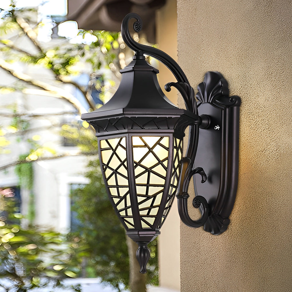 Retro Pattern Black American Solar Wall Lamp