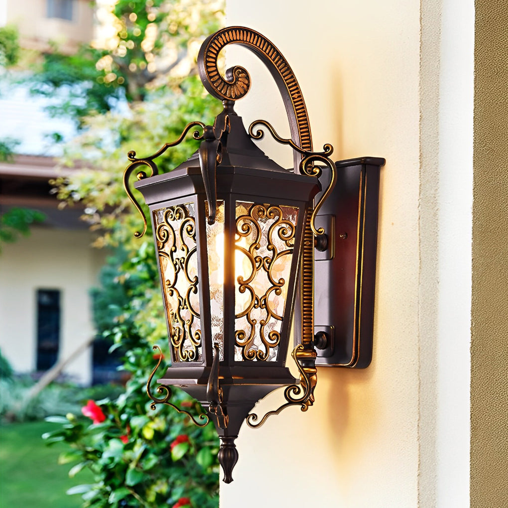 Retro Pattern Outdoor Waterproof European Style Wall Lamp Exterior Lights-Lighom