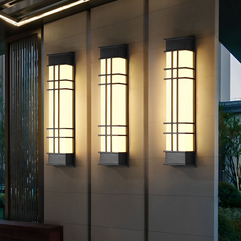 Retro Rectangular Waterproof LED Black Traditional Outdoor Wall Lamp-Lighom