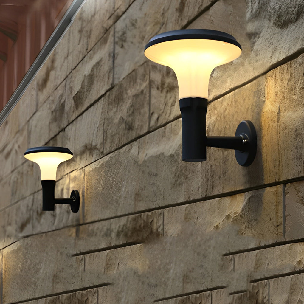 Round Flower LED Black Modern Solar Wall Sconce