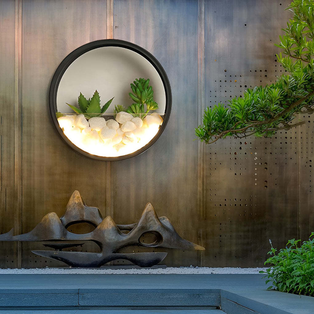 Round Small Artificial Plants Stones 18w LED Modern Outdoor Wall Light-Lighom