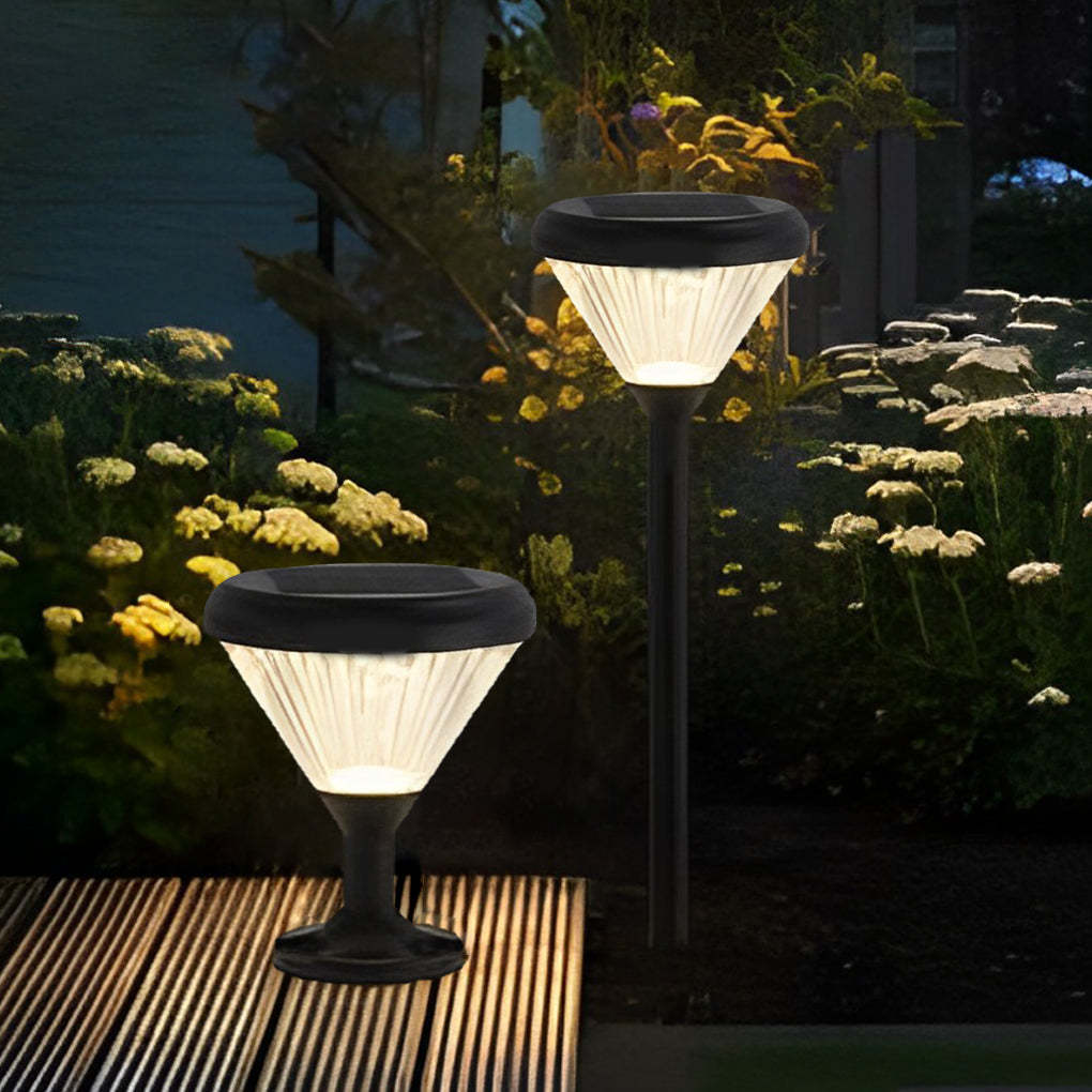 Round Waterproof Light Control LED Black Modern Solar Outdoor Lights-Lighom
