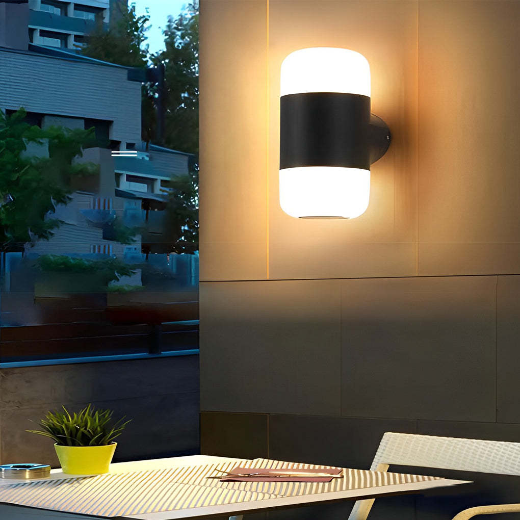 Round Up and Down Light LED Waterproof Black Modern Outdoor Wall Lamp-Lighom