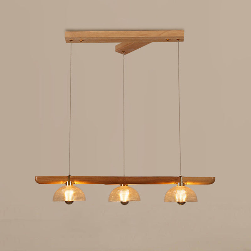 Japanese Semicircle Solid Wood Glass Chandelier