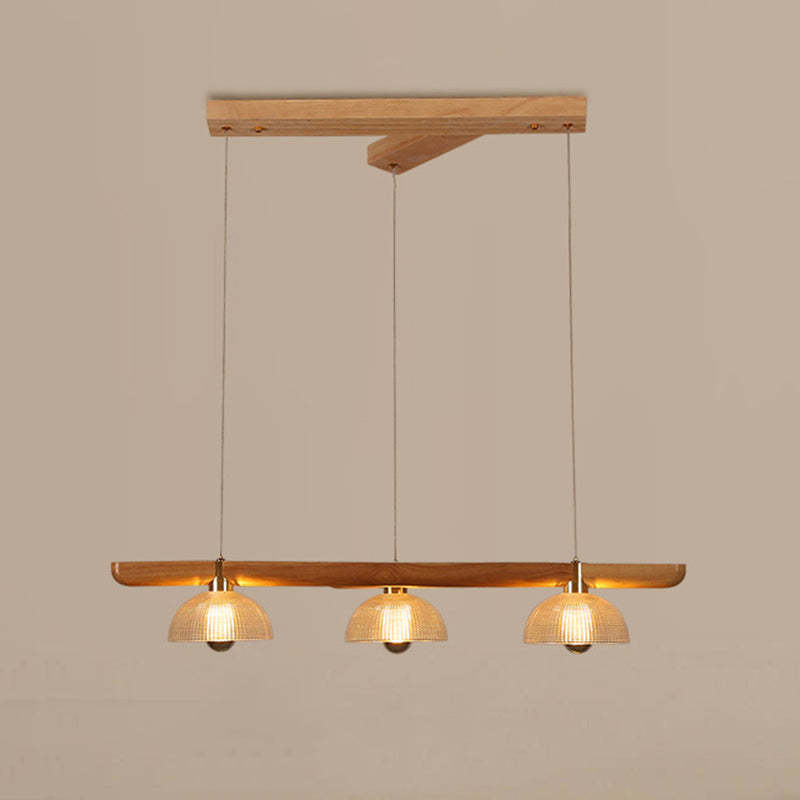 Japanese Semicircle Solid Wood Glass Chandelier