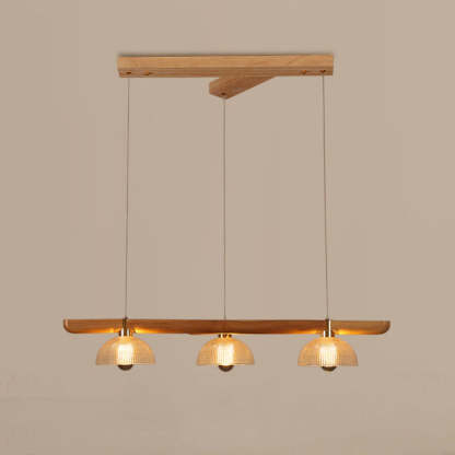 Japanese Semicircle Solid Wood Glass Chandelier