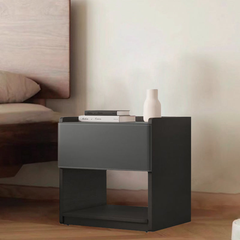 European Wood Leather 1-Drawer End Table