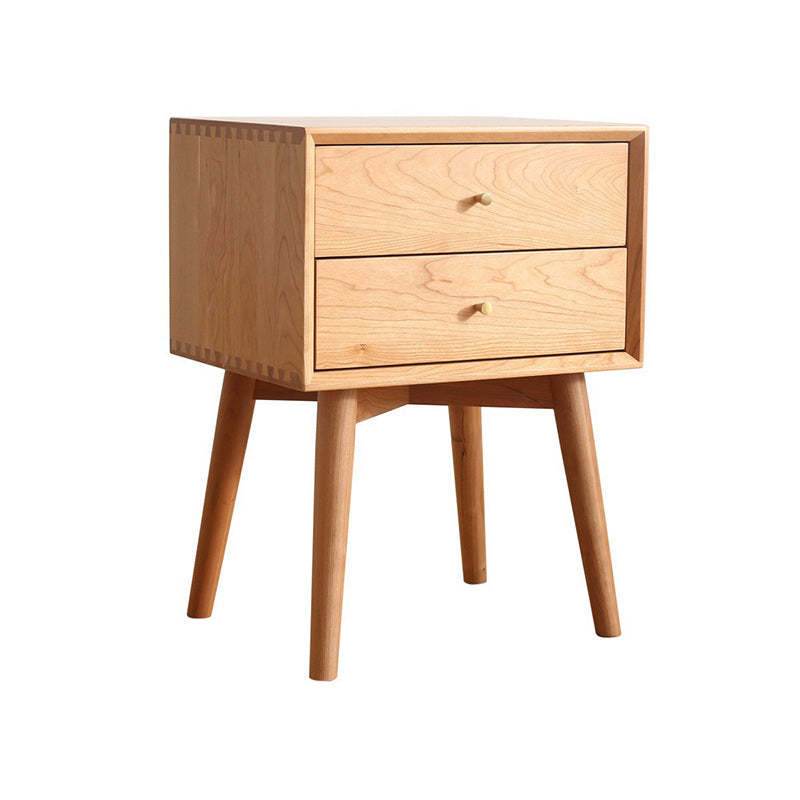 Nordic Solid Wood 2-Drawer Nightstand