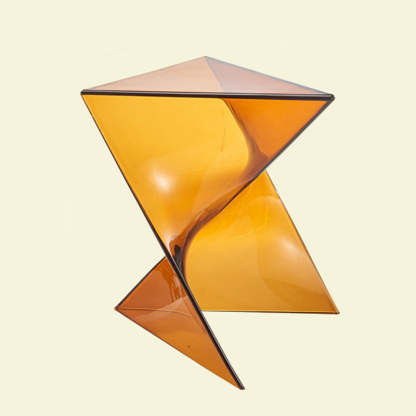 Minimalist Marble Glass Wood Triangle Corner End Table