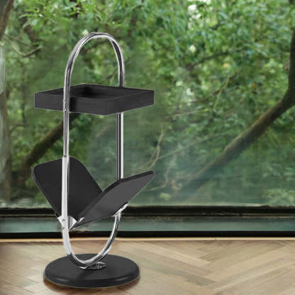 Retro Cherry Wood Stainless Steel Side Table