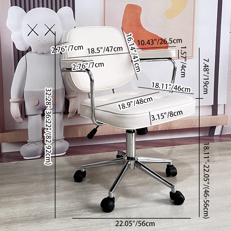 Nordic Leather Metal Desk Chair — Double Backrest & Khaki Color