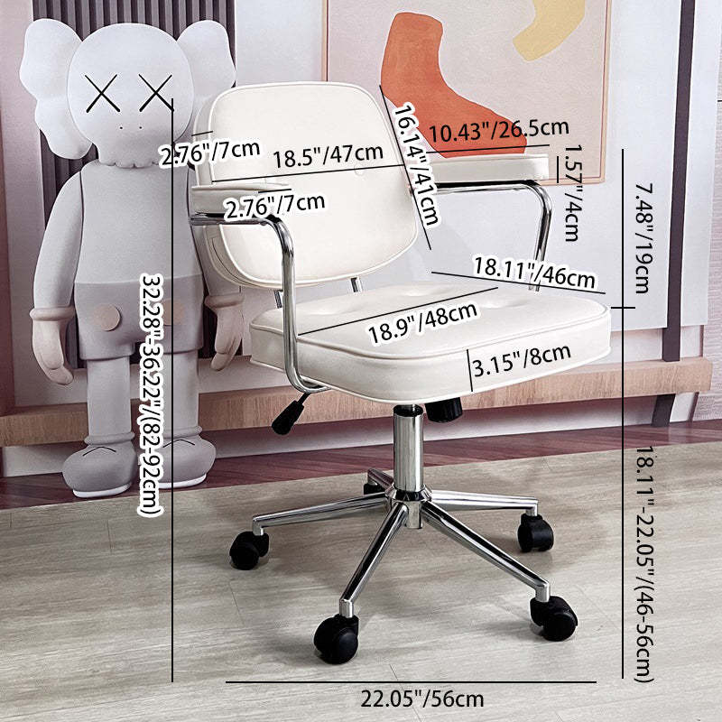 Nordic Leather Metal Desk Chair — Double Backrest & Khaki Color