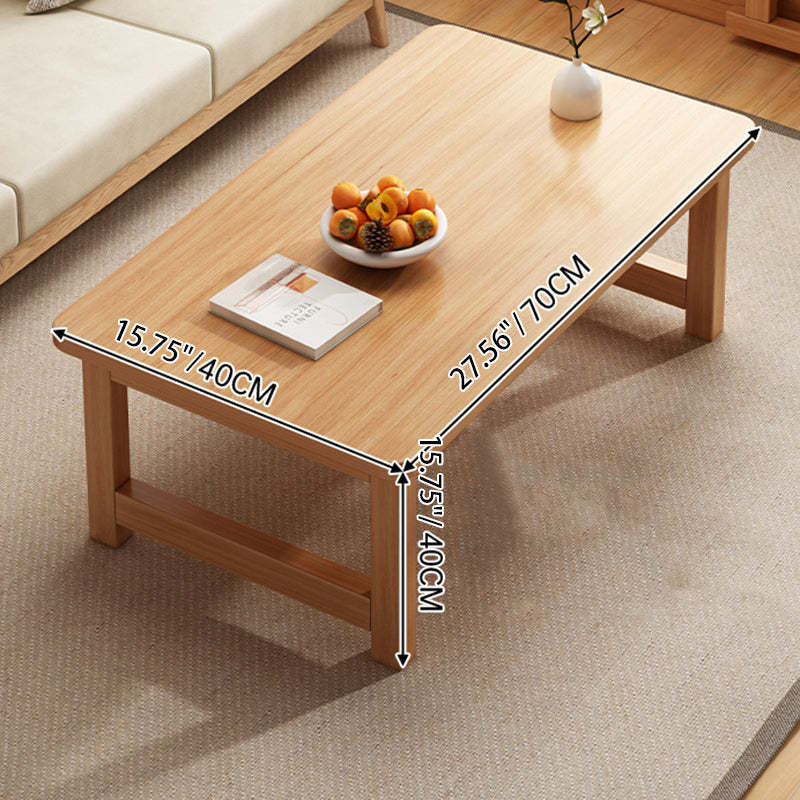 Minimalist Foldable Solid Wood Coffee Table — Wood Color