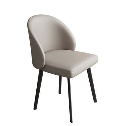 Minimalist Leather Wood Elliptical Curved Dining Chair