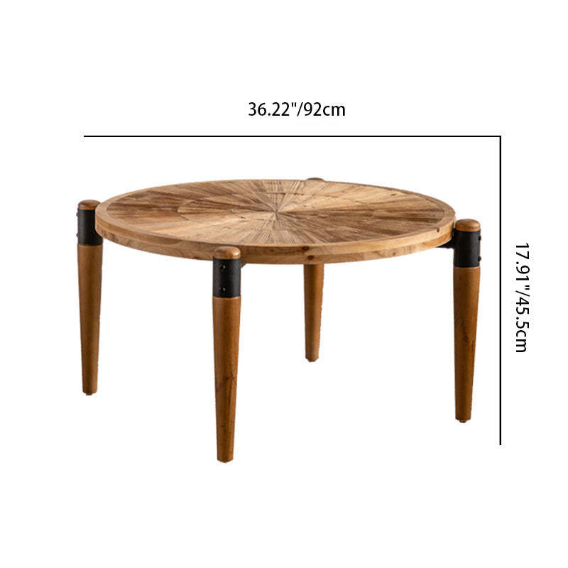 Rustic Round Wood Iron Coffee Table