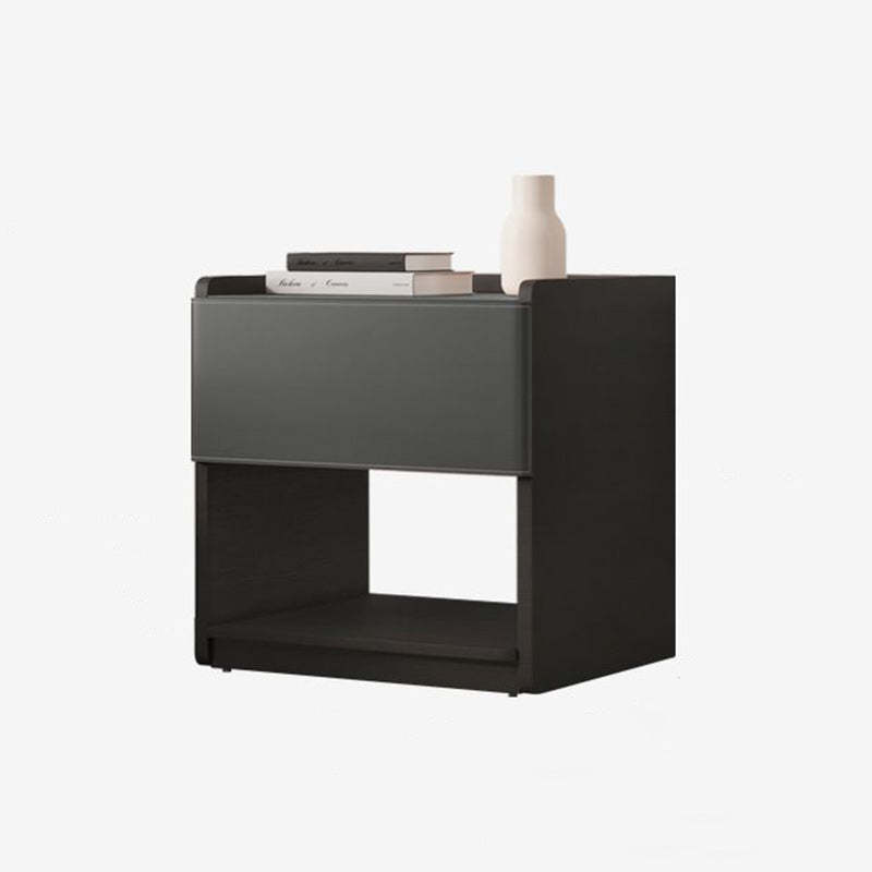 European Wood Leather 1-Drawer End Table
