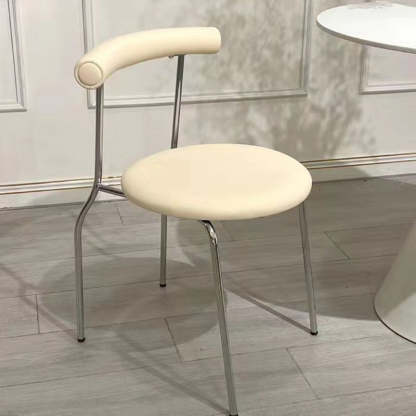 Scandinavian Leather Round Arc Dining Chair