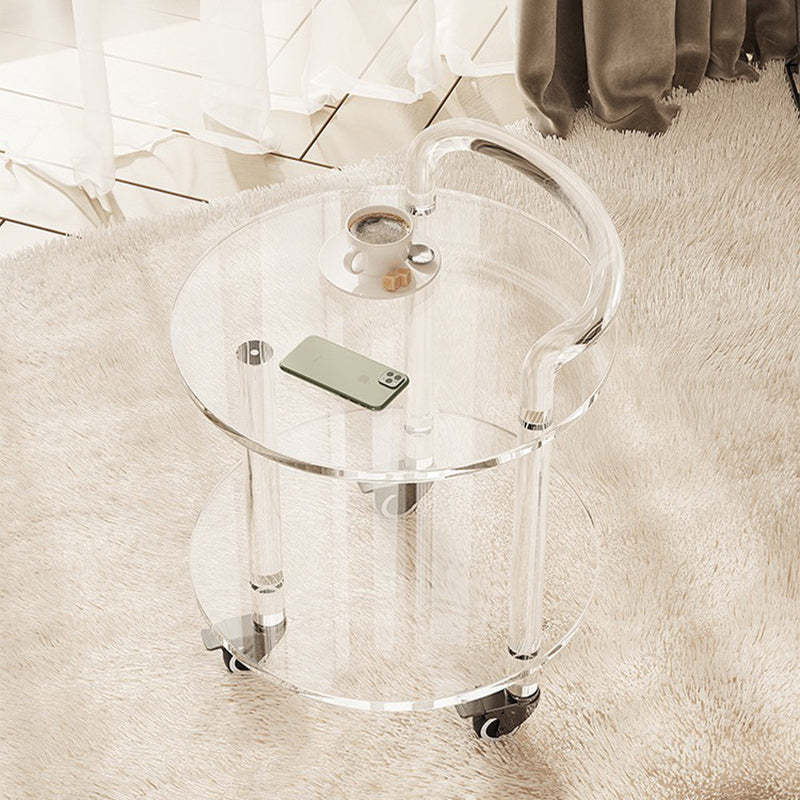 Contemporary Round Acrylic 2-Tier End Table