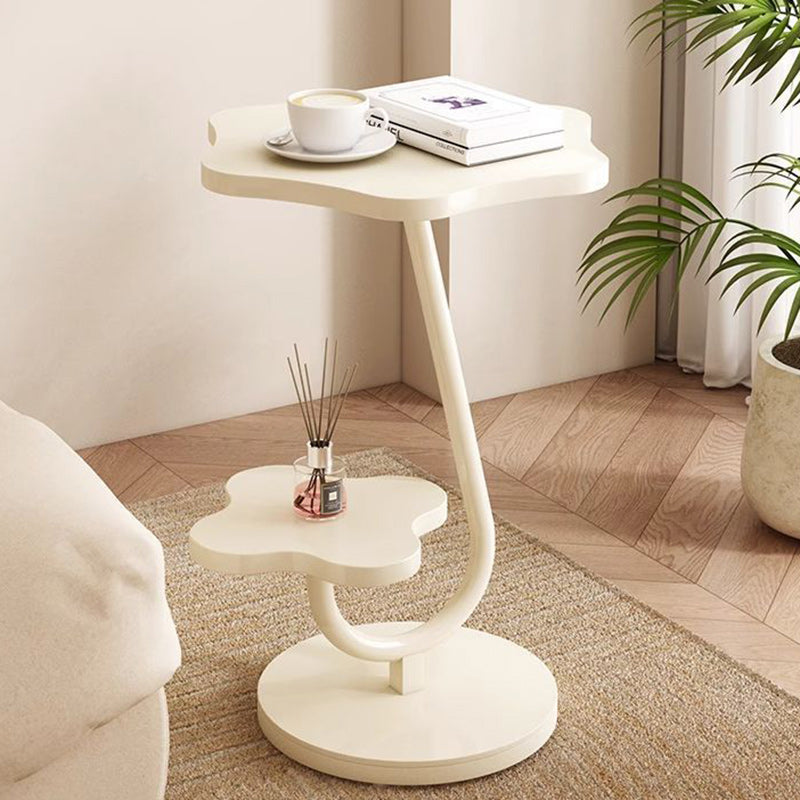 Minimalist floral 2-tier wood end & side tables