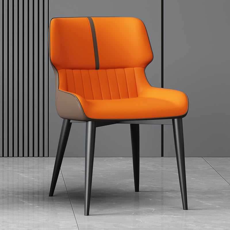 Nordic Leather Carbon Steel Curved Dining Chair