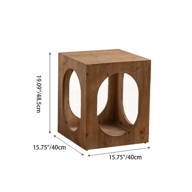Japanese Rectangular Wood 2-Tier End Table