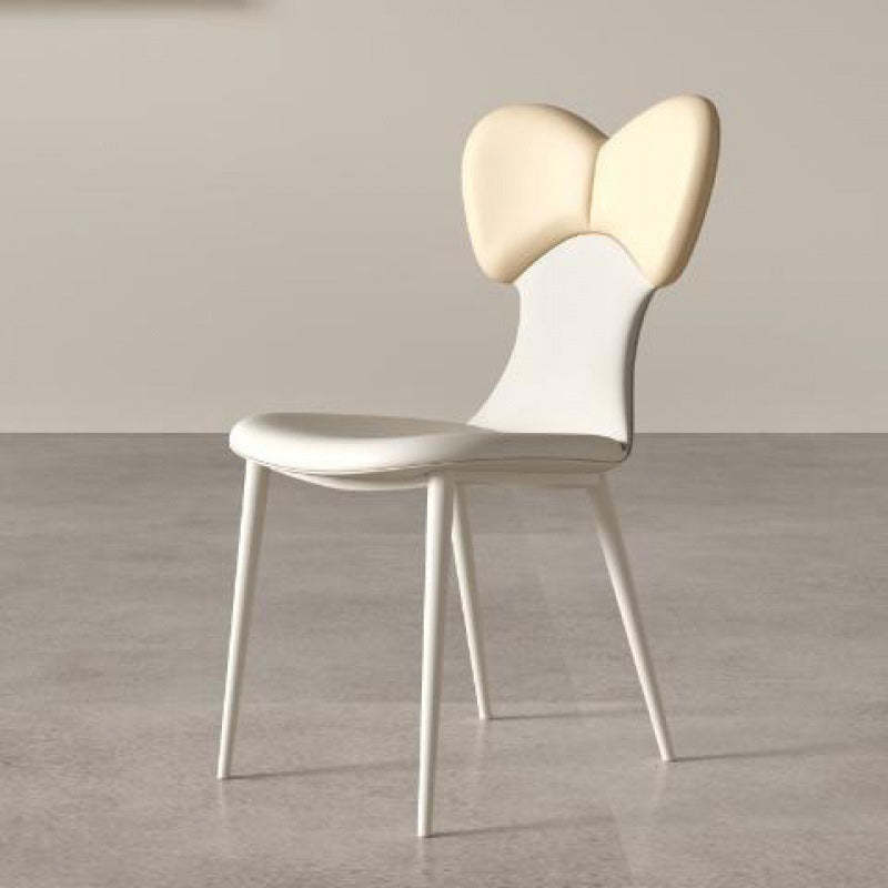 Nordic Leather Steel Bow Tie Dining Chair — White & Coffee Color