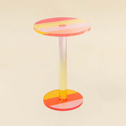 Contemporary Marble Acrylic Column End Table