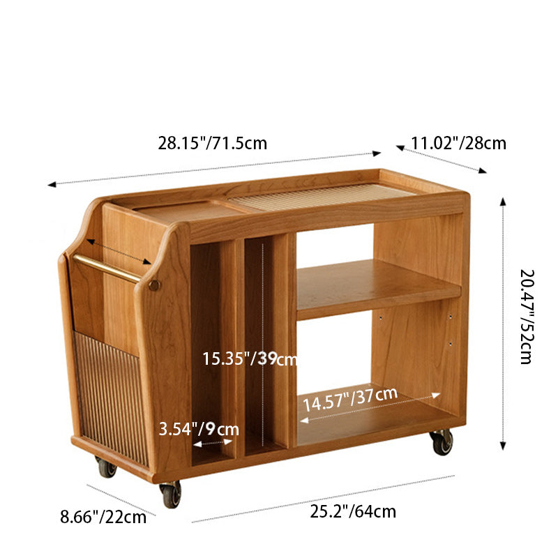 Minimalist Rectangular Wood Glass 3-Tier Coffee Table