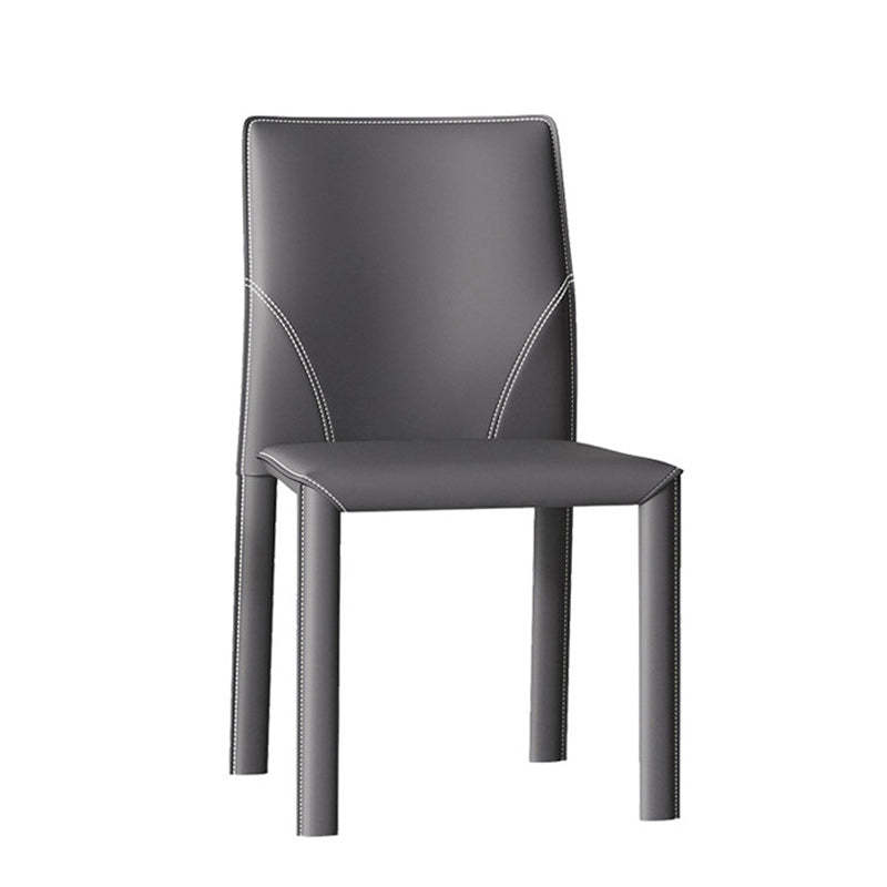 Modern Saddle Leather Carbon Steel Backless Dining Chair