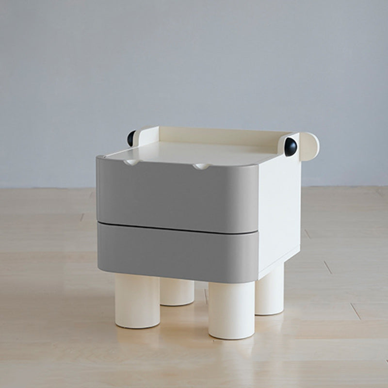 Nordic Kids Cubic Hippo Wood 2-Drawer Nightstand — White & Pink