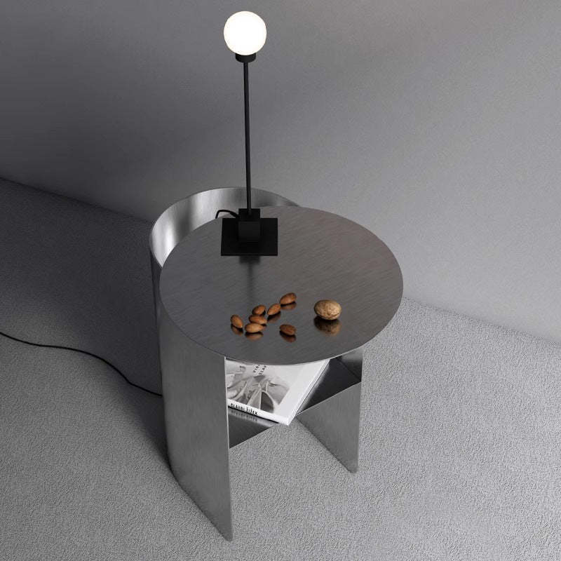 Modern Art Deco Half-Cylinder Steel Side Table