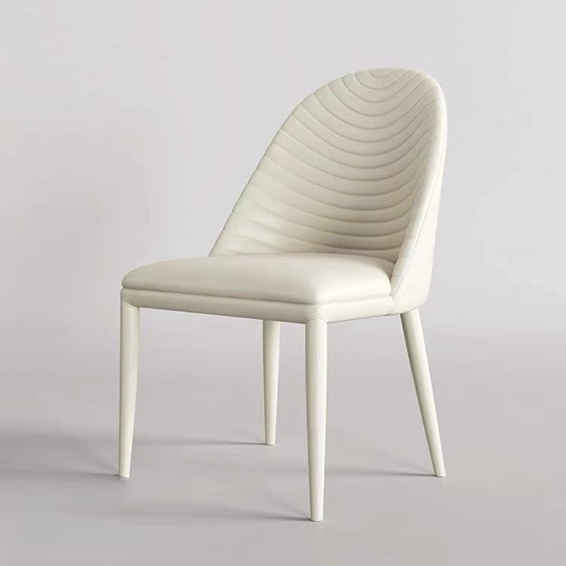 Scandinavian Leather Iron Shell Dining Chair — Gray