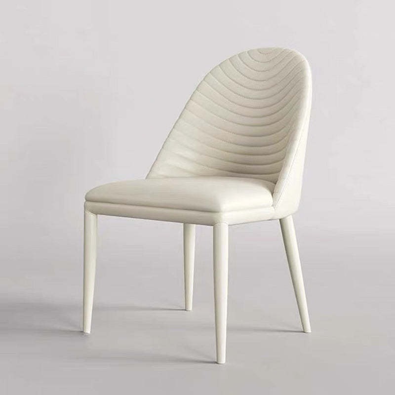 Scandinavian Leather Iron Shell Dining Chair — Gray