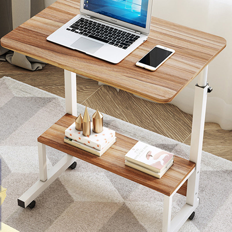 Minimalist Wood Steel Study Side Table — Brown