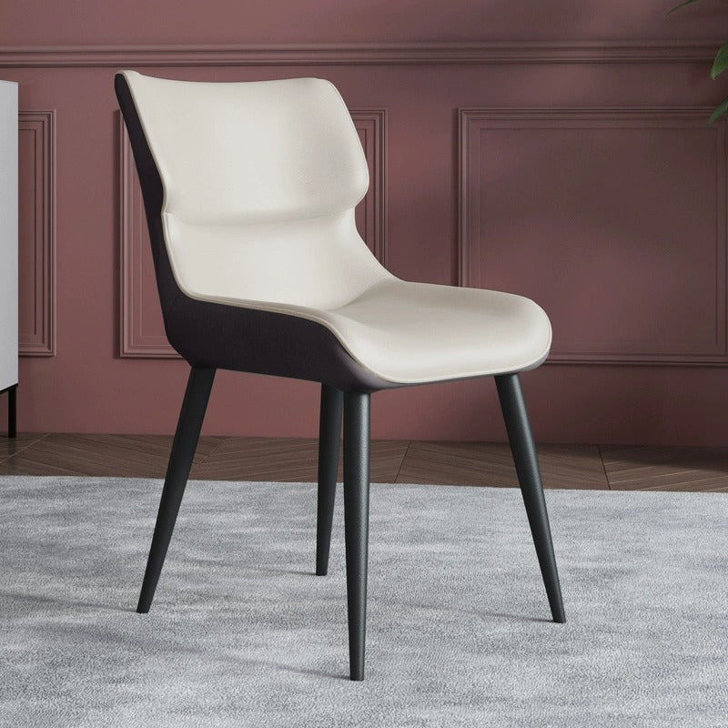 Scandinavian Curved Leather Metal Dining Chair
