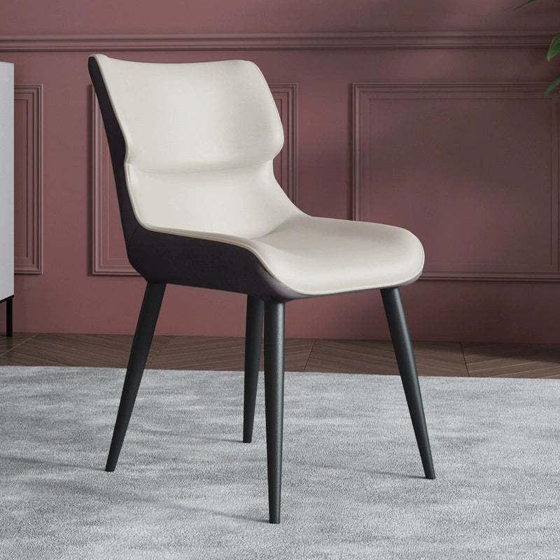 Scandinavian Curved Leather Metal Dining Chair