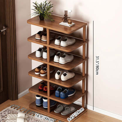 Minimalist Cylinder Wood 6/7-Tier Shoe Storage — 7 / Walnut Color