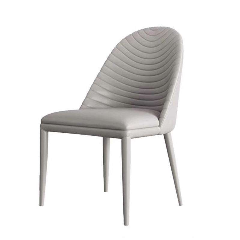 Scandinavian Leather Iron Shell Dining Chair — Orange