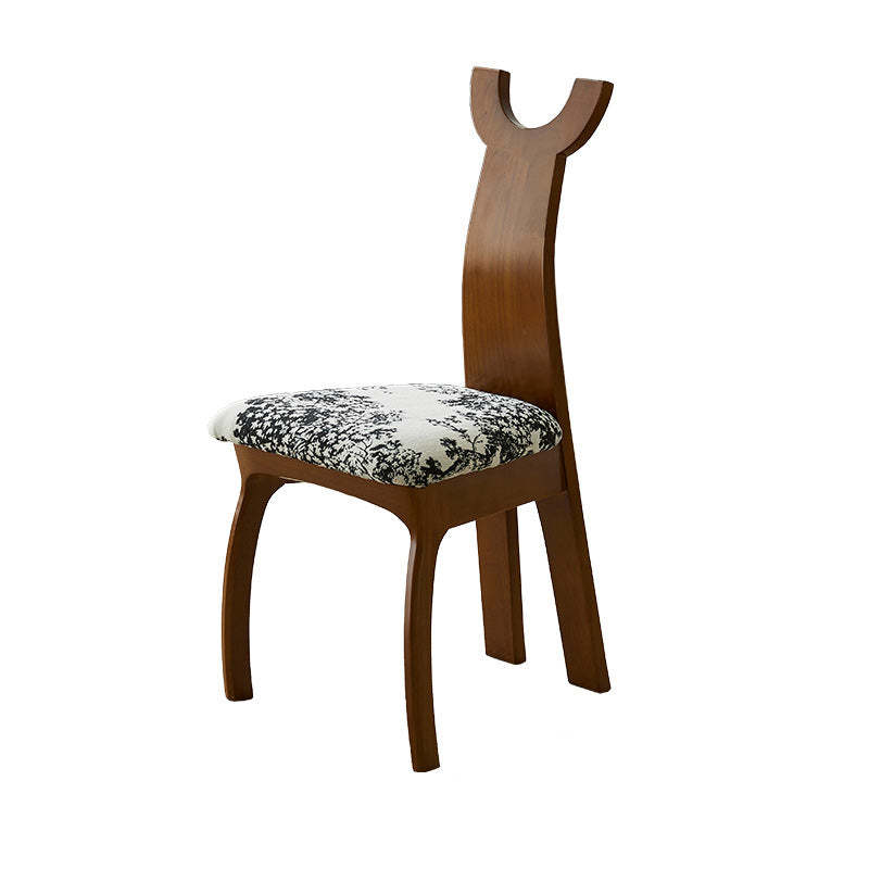 Vintage Cat Scratch Leather Wood Dining Chair