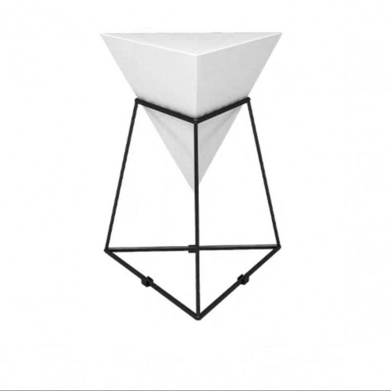 Modern Iron Rock Panel Triangle Side Table 1-Tier
